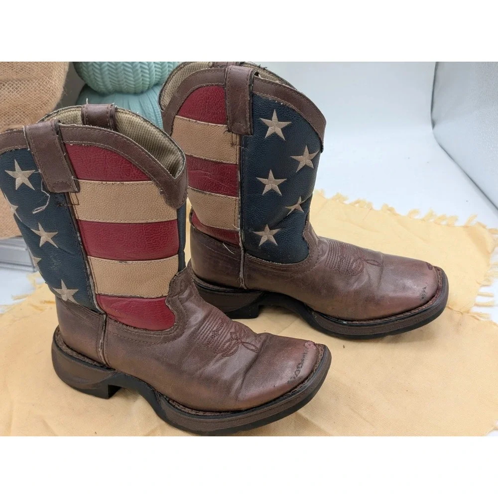 Durango Lil Rebel Kids Western Cowboy Boots BT245 Flag Patriotic Size 13 M US